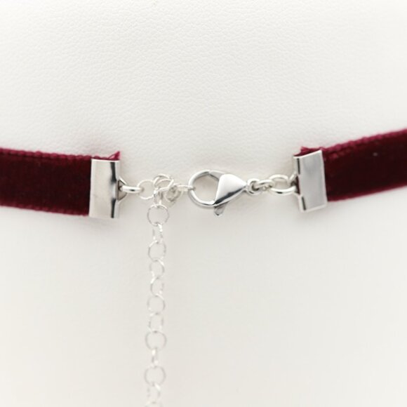 Maroon Velvet Choker Maroon Swiss velvet Adjustable Necklace red Chokers (#52) - Picture 6 of 12